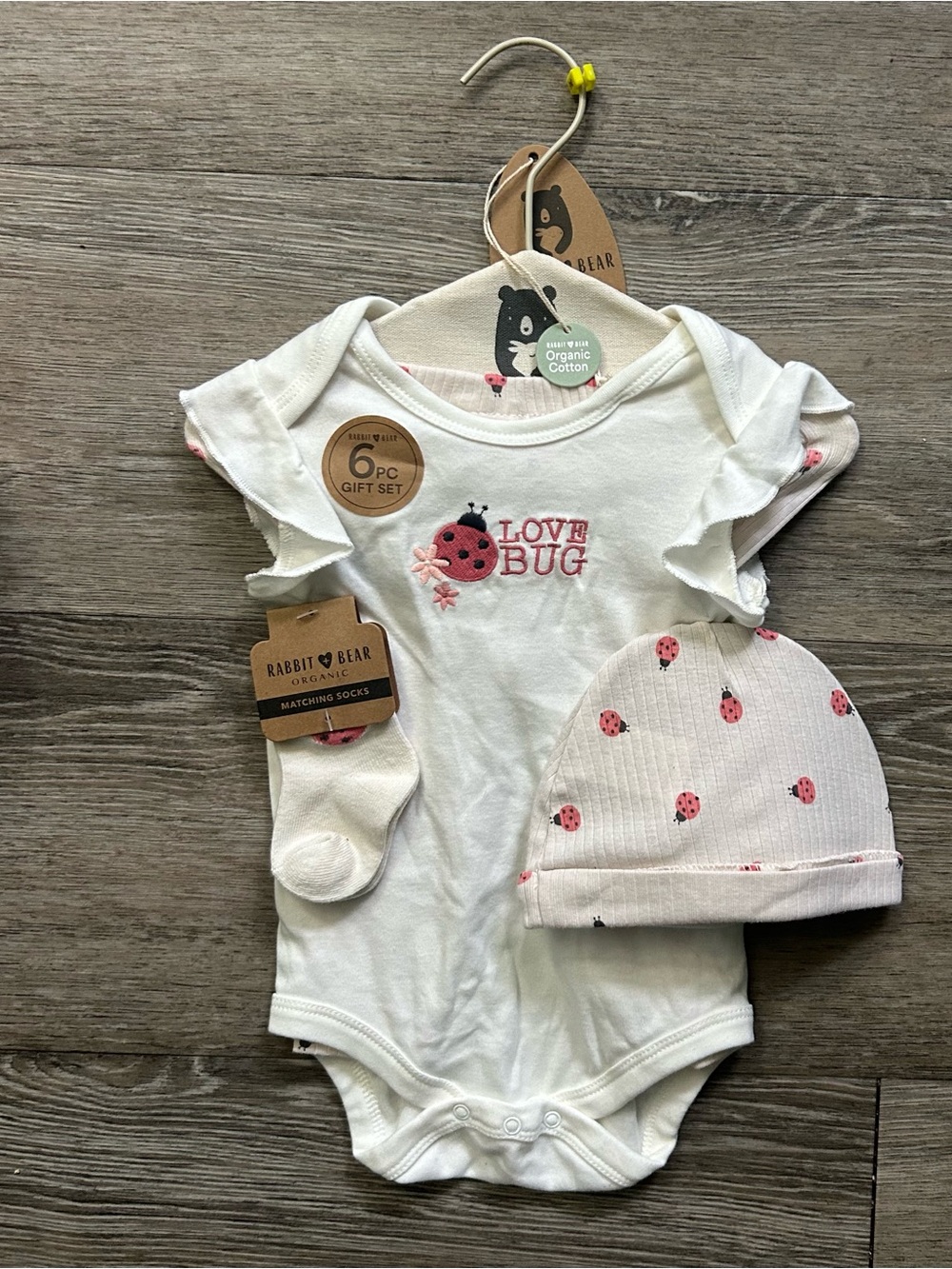Rabbit & Bear White 'Love Bug' Baby One-Piece Gift Set